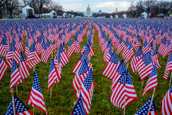 Field of Flags in place of People during the U.S Inauguration